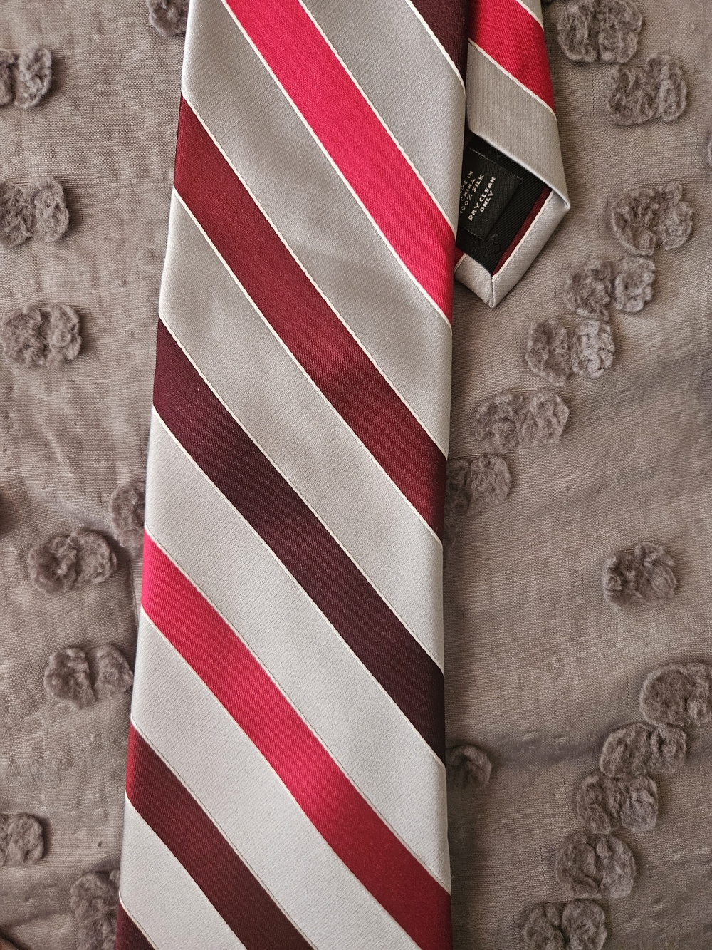 Express Men's Striped Tie in Silver and Red